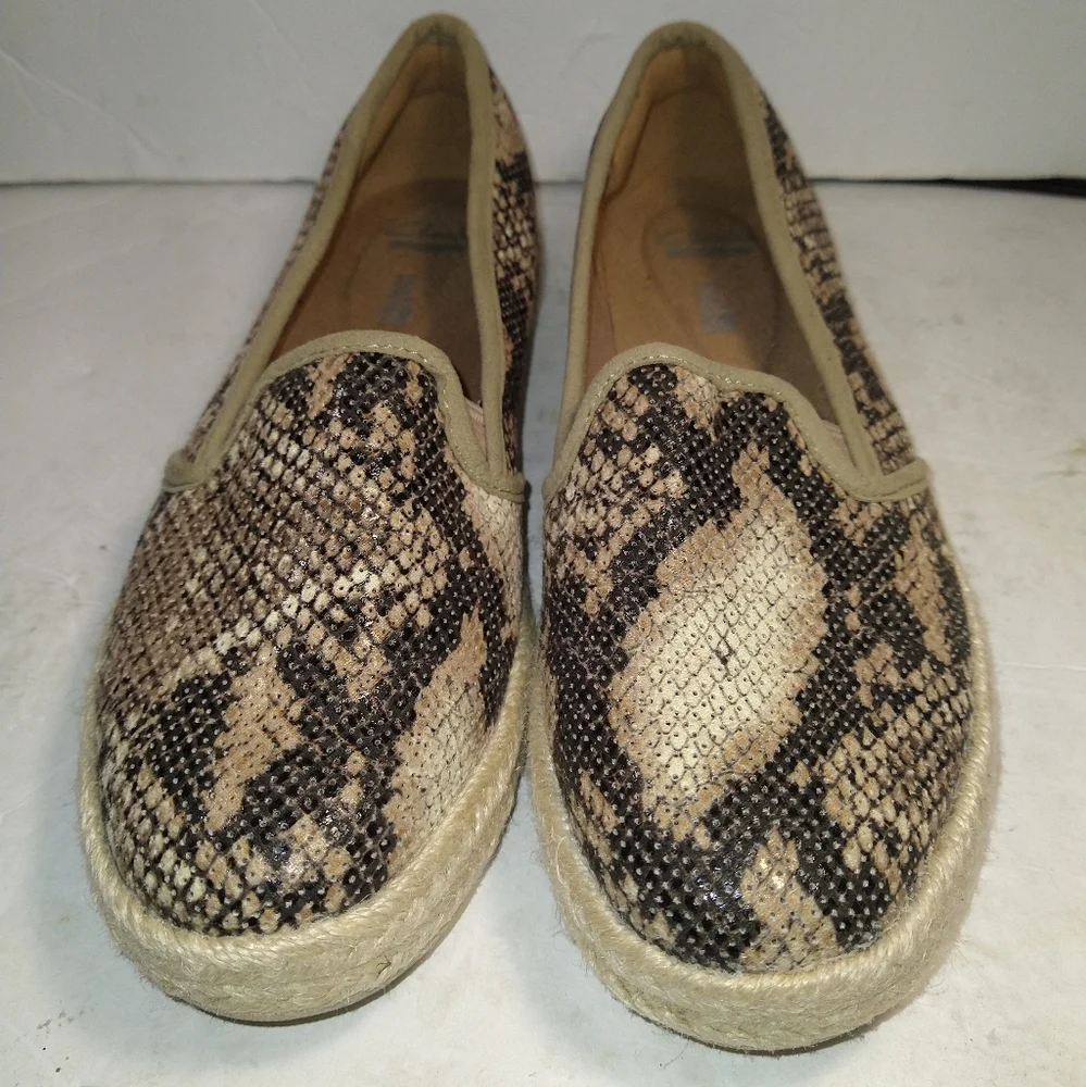 Clarks Azella Theoni Snakeskin Espadrille Slip on Loafer Flats Women's sz 7M